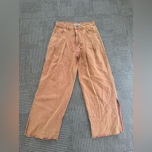 Porter Collective 100% Cotton Tan/Orange High Waisted Wide Leg Pants, size M